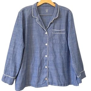 Love By Gap Cotton Maternity Blue Button Pajama Shirt XL